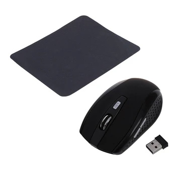 

2.4GHz Optical Wireless Mouse Wireless USB Black for PC & Black Optical Mouse Pad Mat Black for Laptop PC