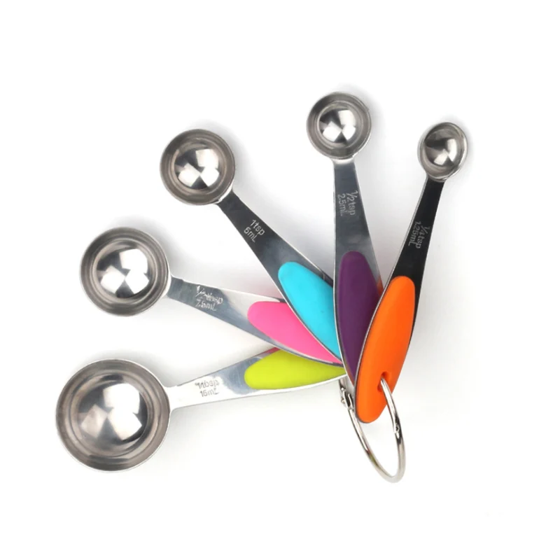Measuring-Spoon CATHYLIN, мерная чашка с ложкой, набор из 304 нержавеющей стали, гибкие силиконовые инструменты для выпечки печенья, чая, кофе, мерная чашка OT19069 - Цвет: Measuring-Spoon