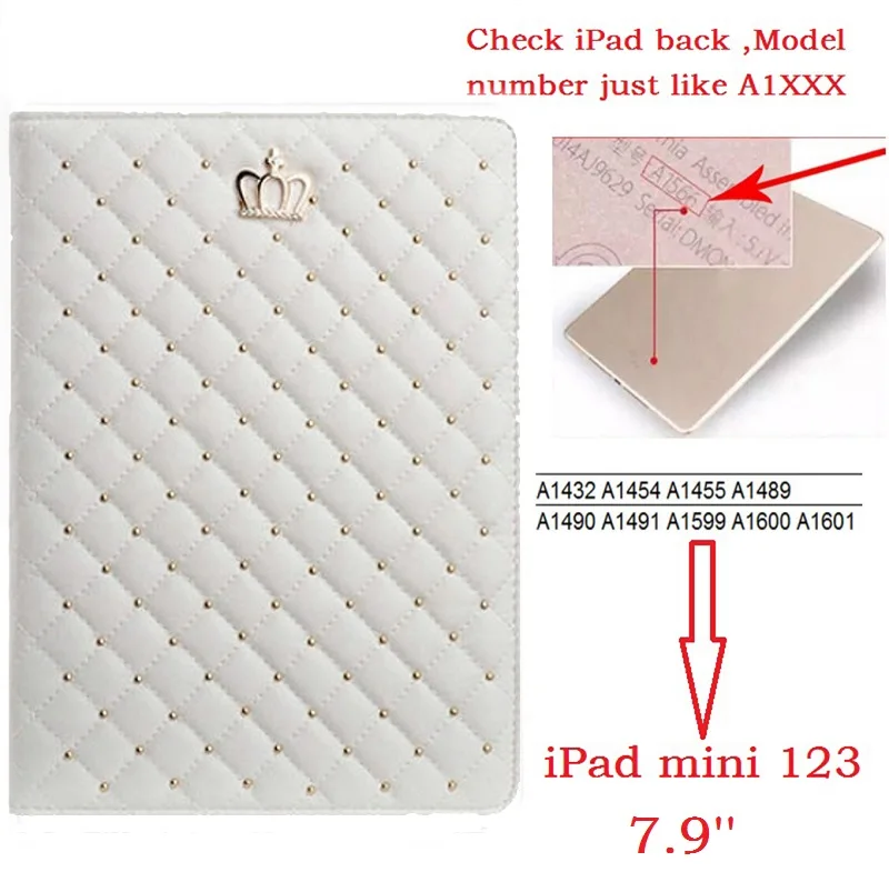 7," Роскошная корона Coque для iPad mini 2 3 Smart Case A1432 A1454 A1490 магнитная искусственная кожа для iPad mini 2 mini 3 Чехол-подставка - Цвет: mini123 White