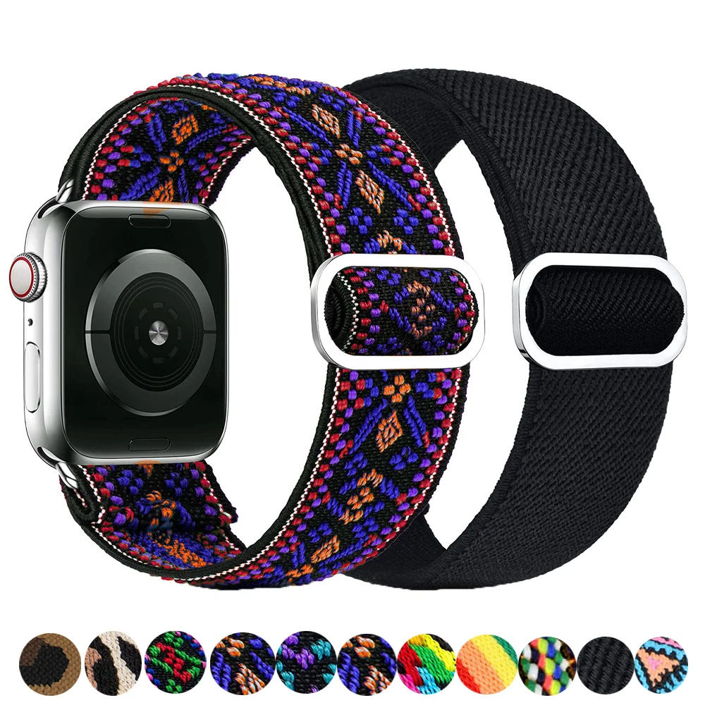 Ремешок резиновый для Apple watch band 40 мм 38 44 42 эластичный богемный соло-браслет iWatch
