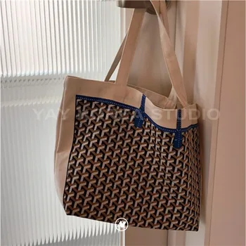 

Dogtooth Canvas Bag Women Shopping Bag Check Pattern Handbag Shoulder Bags High Capacity Casual Totes Ladies Purse and Handbags