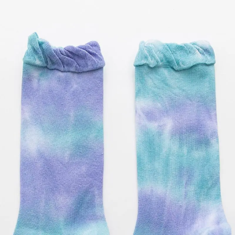 5 пар, женские хлопковые носки, галстук-краска, градиентный Радужный пузырчатый манжет, чулочно-носочные изделия B0KD