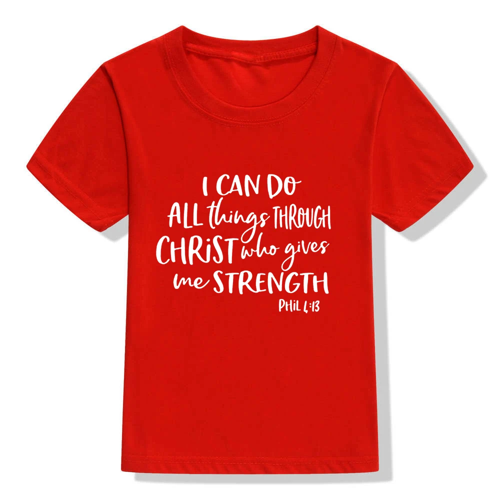 Детская рубашка детская футболка с надписью «I Can Do All Things Via Christ What Give Me Strength Christian» Детская футболка в христианском стиле - Цвет: 53K1-KSTRD-