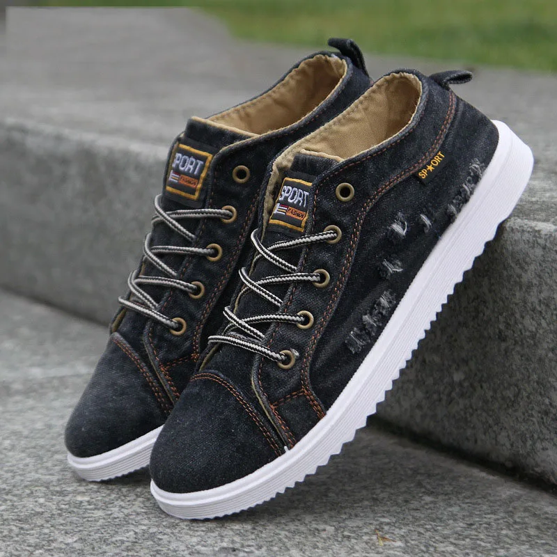 

Men's casual shoes winter zapatillas hombre Man's new Fashion Denim Canvas Shoes High-Top Sneakers Breathable Male Footwear