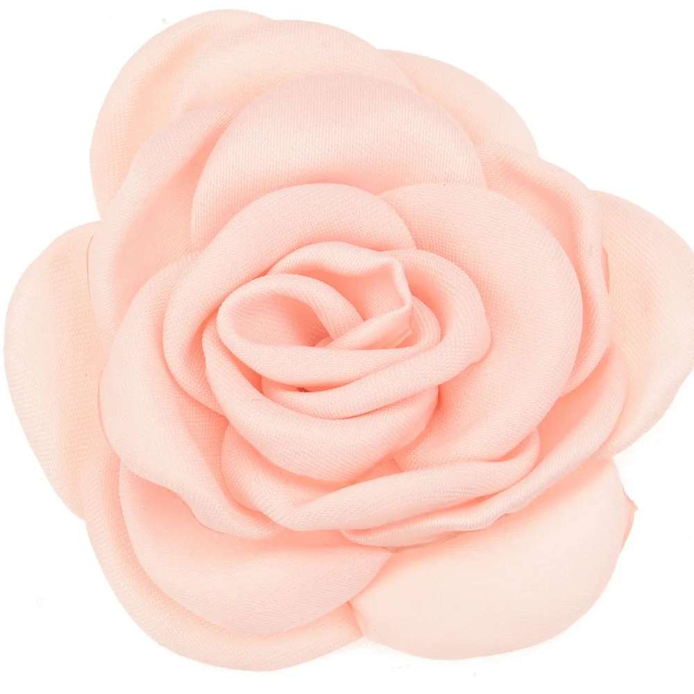 10 шт. атласный цветок 6 см Жареные Цветочные Цветы Camillia DIY Цветы Аксессуары для волос горящий цветок без заколки для волос - Цвет: Peach