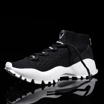 

New Spring Sock Sneakers for Men Knit Breathable Outdoor Walking Jogging Sport Shoes High-Top Men Running Shoes Fitness Sneakers