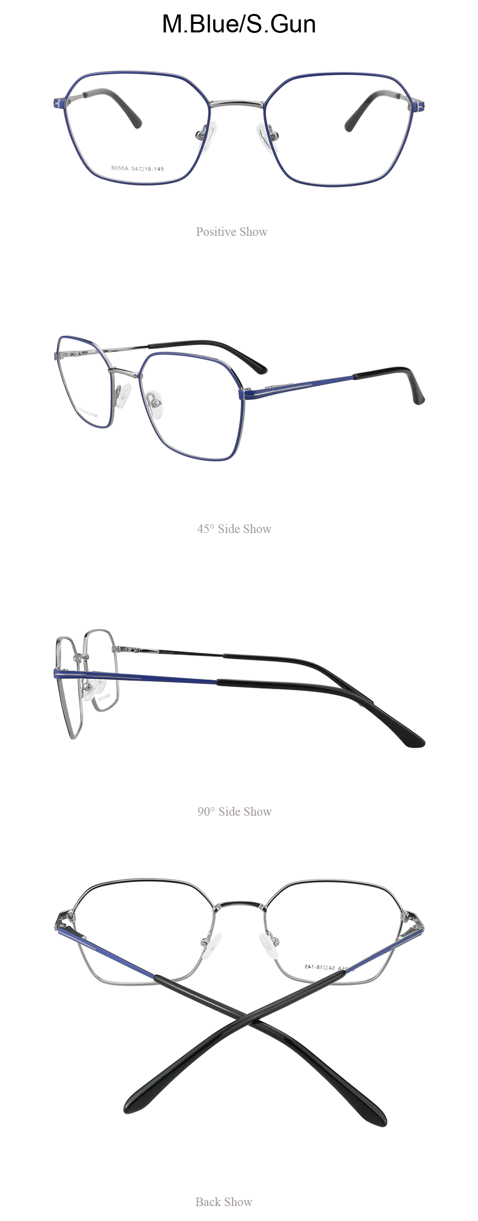 Прозрачные очки для близорукости, мужские металлические очки, оптические очки без рецепта, очки, очки для# 8055A