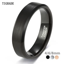 TIGRADE 4/6/8/мм черное кольцо из карбида вольфрама, мужское обручальное кольцо из матового серебра и золота, женские обручальные кольца для мужчин, ювелирные изделия