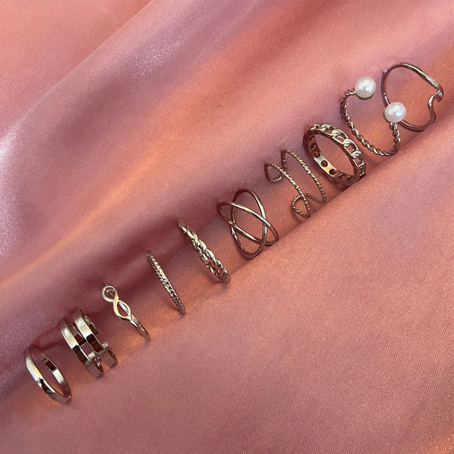 Silver Plated Angel Wings Ring for Womens Gothic Punk Steampunk Heart Butterfly Skull Ring Sets Party Jewelry 2021