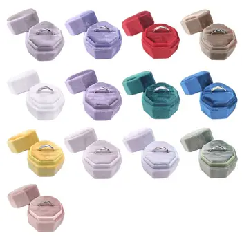 

Antique Octagon Velvet Ring Box Single Ring Display Holder with Detachable Lid Ring Box Holder for Wedding Ceremony