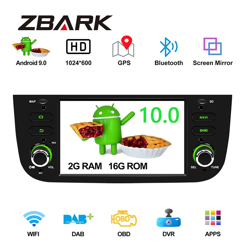 Автомобильный радиоприемник YHLYMTK плеер на Android 6 2 с GPS Wi Fi DAB и CAN шиной для FIAT Punto EVO 10