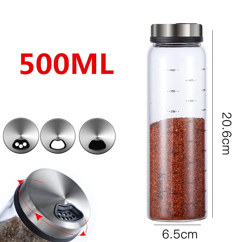 500ML MOM'S ручные Кухонные гаджеты кухонное для специй бутылочка для заправки коробка кухонное хранилище специй баночки для бутылок прозрачная солевая перечница - Цвет: 500ML