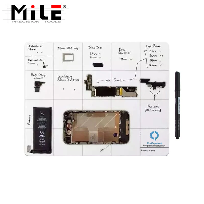 

Магнитный коврик MILE 20x25 /25x30 см, рабочая накладка с маркером, ластик для сотовых телефонов, ноутбуков, планшетов, инструменты для ремонта