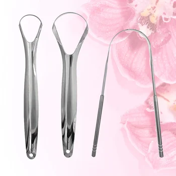 

3pcs Stainless Steel Tongue Scrapers Tongue Coating Cleaner Tongue Cleaning Tool Oral Cavity Tool Set for Men Women Adults