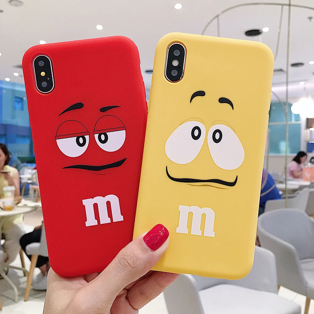 

Cartoon chocolate MM soft case for iphone 11 Pro max X XS XR 8 7 6 6S plus matte phone cover candy beans Couples coque fundas