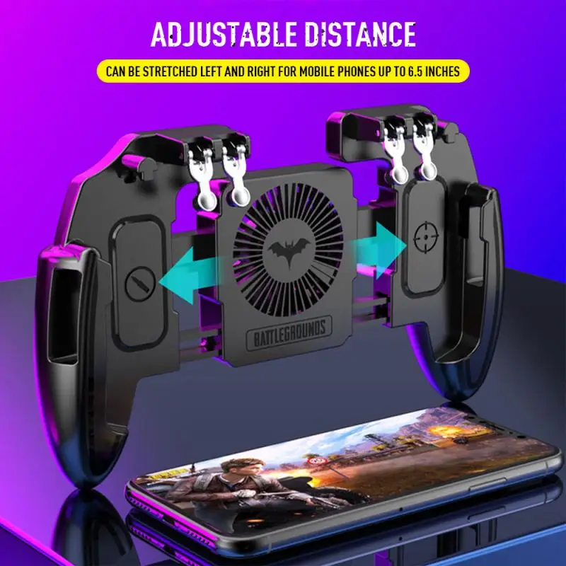 M11 Six Finger PUBG Game Controller Gamepad Trigger Shooting Free Fire Cooling Fan Joystick for IOS Android Mobile Phone | Электроника