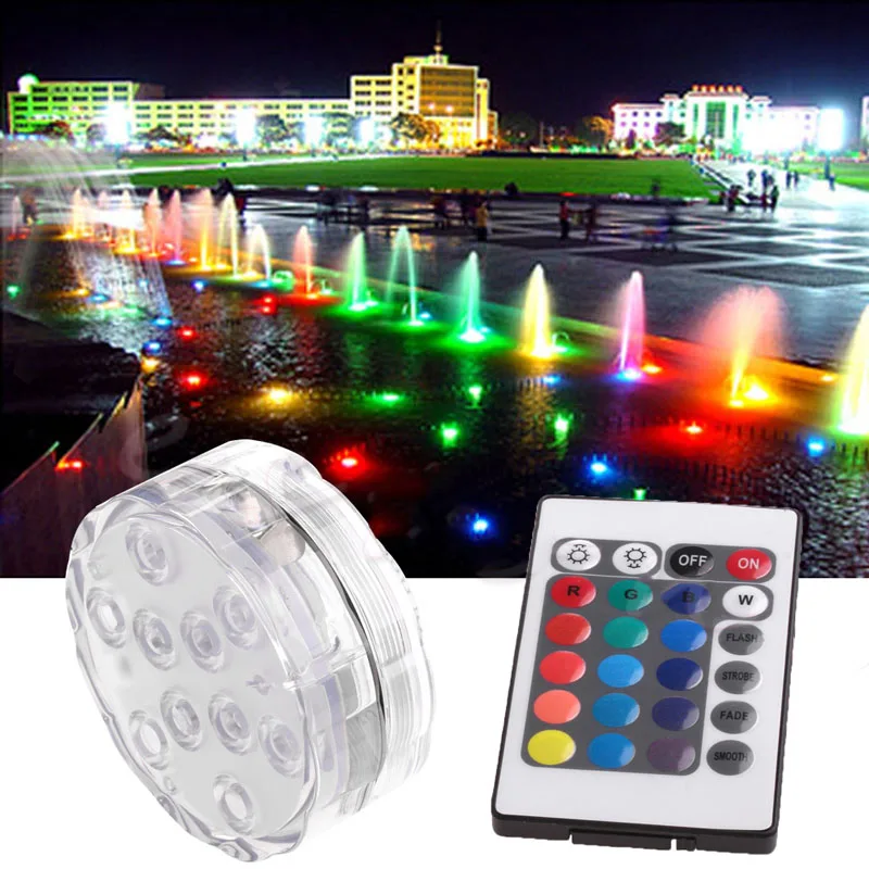 

Lamp 10 LED Floral Submersible +Remote Remote Controls Waterproof Light Aquarium Swimming Pools Underwater Wedding LED RGB