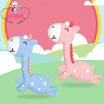 

XCQGH 1PCS Cartoon Deer Baby Teether Baby Training Molar Rod Silicone Toy Teether