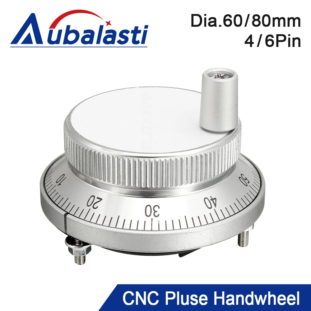 Aubalasti CNC Pulser Handwheel 5V 60mm 80 100PPR Manual Pulse Generator hand wheel Machine Rotary Encoder Electronic 4pins 6pins