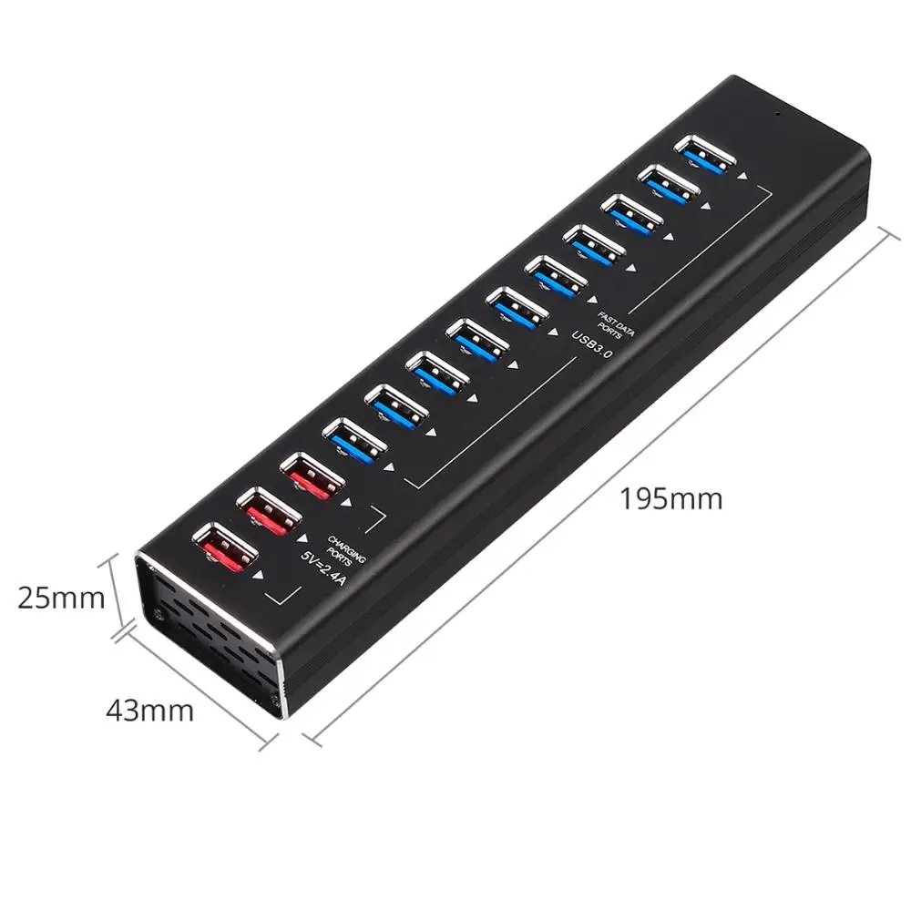 Proster For 13 PORT USB Hub Multi Port 10 USB 3 0 Charging Ports Power adapter 2