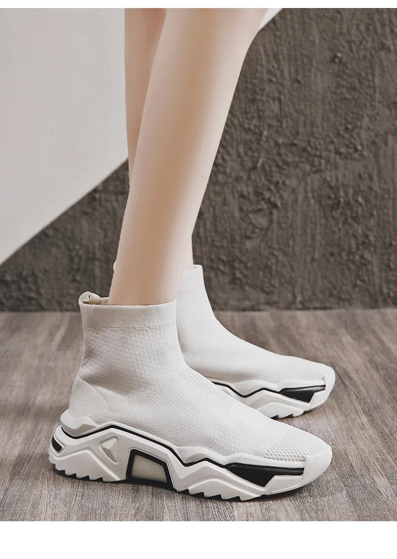 Осенне-зимние модели эластичных носков; новые женские тканевые кроссовки с высоким берцем; модная прогулочная обувь; женские ZZ-161