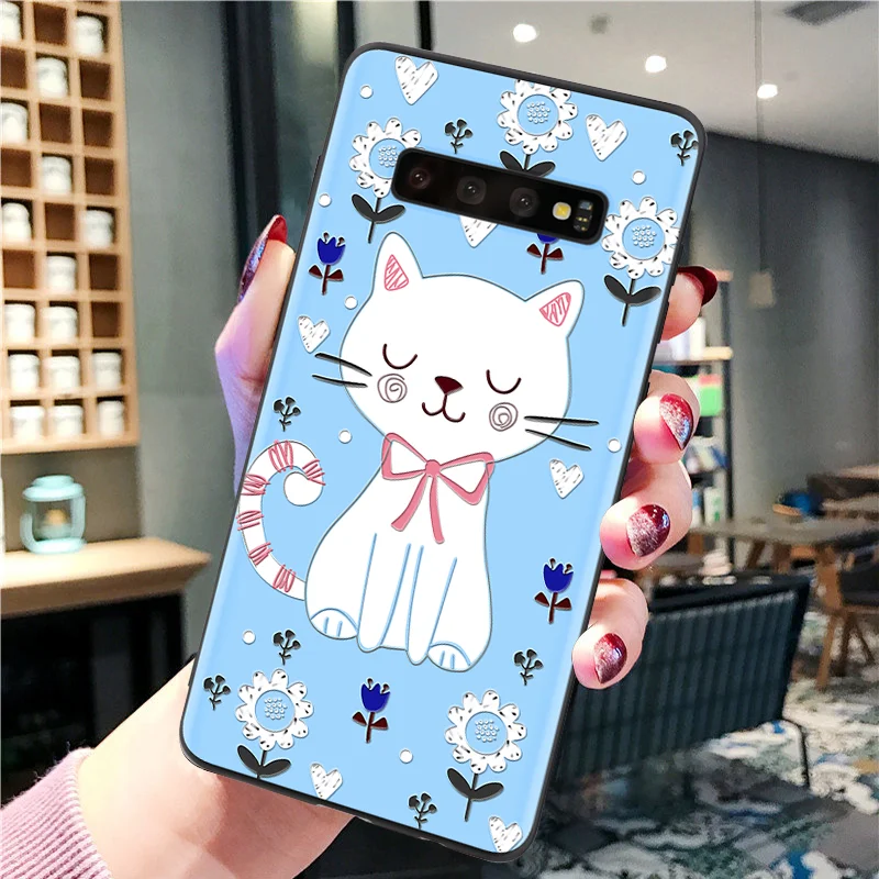 ldhdjm 3D крышка тиснения для samsung Galaxy A70 A40 A50 A10 A20e A30 A60 A3 A5 A7 A9 A6 A8 плюс S10 плюс M30 чехол с милым котом - Цвет: ldhdjm