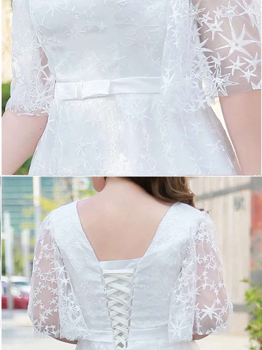 Белое платье для выпускного вечера с v-образным вырезом Vestidos De Gala размера плюс кружевные платья с открытой спиной Женские вечерние платья с коротким рукавом T055