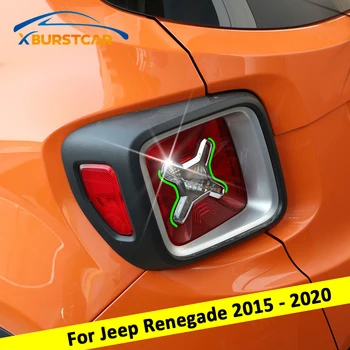 

Xburstcar Car Styling for Jeep Renegade 2015 - 2020 ABS Chrome Rear Bumper Tail Light Lamp Back Brake Lights Cover Trim Frame