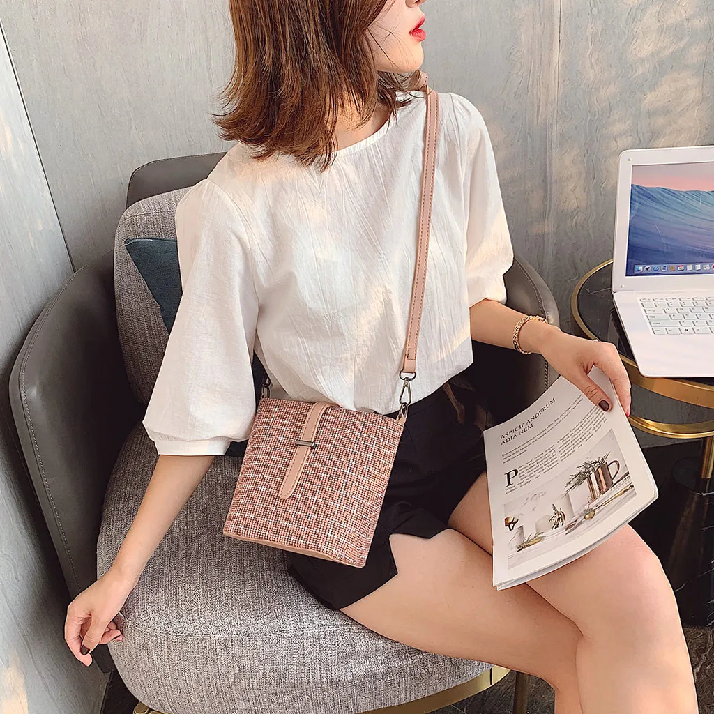 

Color Stitching Small Bucket bag 2019 New Weaving Women's Handbag Mobile Phone Single Shoulder Messenger Bags sac main femme
