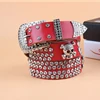 TOTRUST Wide Buckle Belt For Women Woman Vintage Rhinestone Skull Belts Second Layer Cow Skin Top Quality Strap Female For Jeans ► Photo 2/6