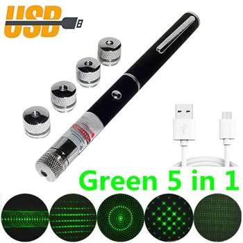 

USB Green Laser pointer Rechargeable Built-in battery High Power Green Red Laser Sight Adjustable Focus Lazer Pen laserpointer