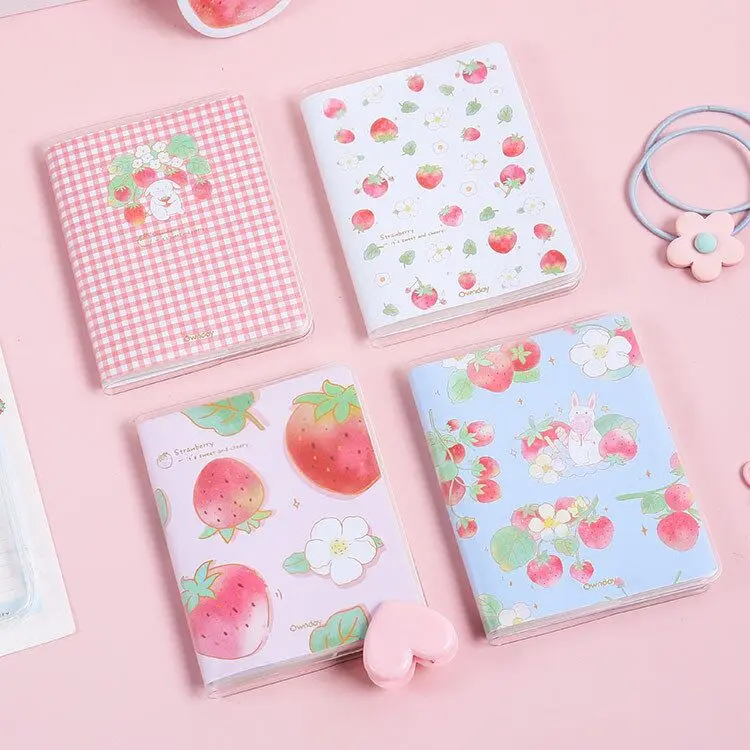 

MINKYS 58 Sheets PVC Cover Kawaii Strawberry Daily To Do List Memo Pads Notepad Portable Mini Notebook Paperlaria Stationery