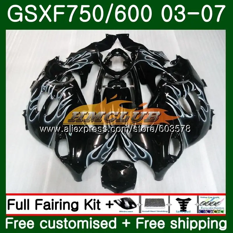 Корпус для Suzuki Katana GSXF 750 600 GSXF600 03 04 05 06 07 3CL. 41 GSX750F GSXF750 2003 2004 2005 2006 2007 Белый пламя обтекатель