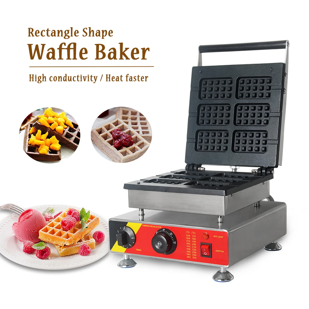 

ITOP Commercial Electric Waffle Maker Baker Non-stick Cast Material Surface Adjustable Temperature Waffle Baker Machine 1500W