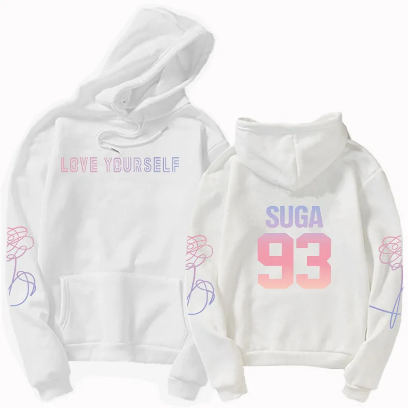 Bangtan Boys, K-POP толстовка с капюшоном jung kook suga v love yourself худи унисекс casual Корейская повседневная кофта с капюшоном - Цвет: hoodies white 93