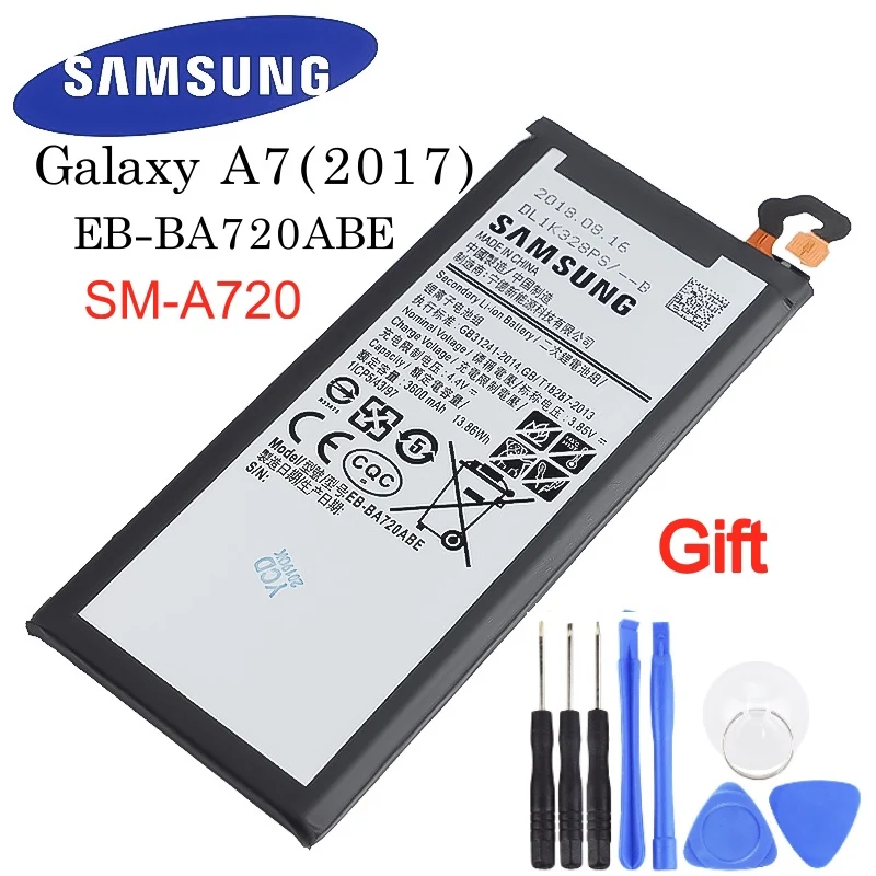Оригинальная запасная батарея для телефона Samsung GALAXY A7 3600 версия A720|Аккумуляторы