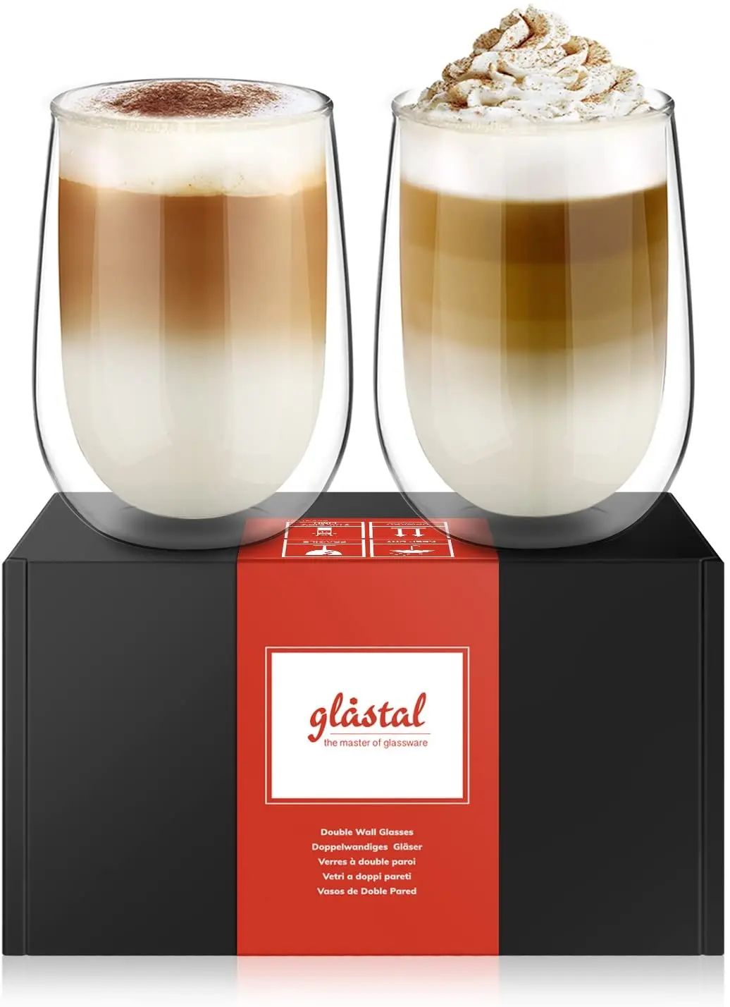 Glastal 2pcs 350ml Double Wall Transparent Glasses for Coffee Tumbler glass Cups Water Tea Latte Espresso Mug Set | Дом и сад