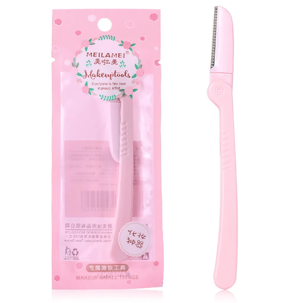 Eyebrow shaping knife Folding Face Eyebrow Removal Razors Trimmer Shaper Shaver Makeup Tool Pink girl eyebrow shaping knife 05