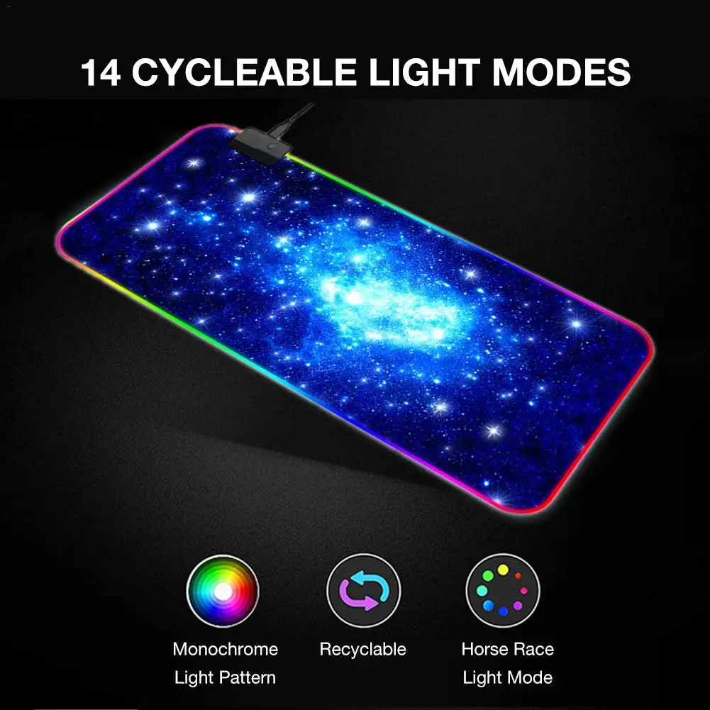 RGB Gaming Mouse Pad Oversized Glowing LED Extended Illuminated USB Keyboard Pad Thicken Colorful Luminous Desktop Mouse Mat Wit