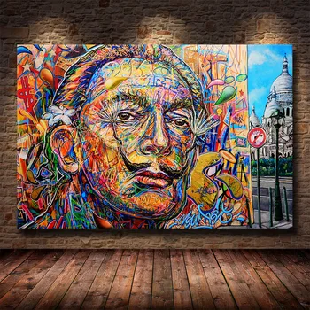 

Abstract Salvador Dali Graffiti Art Canvas Paintings On the Wall Art Posters And Prints Street Art Canvas Pictures Home Decor
