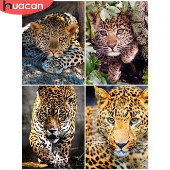 

HUACAN DIY Diamond Painting New Arriva Leopard Full Square Diamond Art Mosaic Animal 5D Embroidery Home Decor