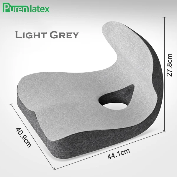 PurenLatex L форма пены памяти подушка сиденья ортопедический копчик позвоночника коврик геморроя лечения Подушка медленного отскока подушки давления - Цвет: Light Grey