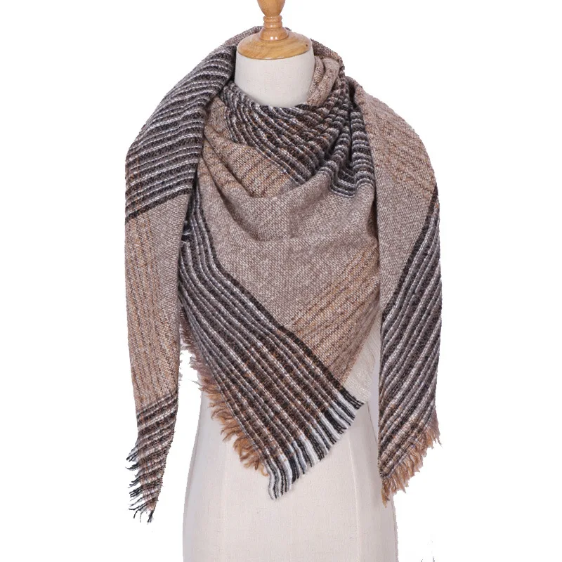 2019 new designer brand women cashmere scarf triangle winter scarves lady shawls and wraps knit blanket neck striped foulard (13)
