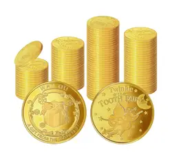 Tooth Fairy Coins Reward Party Favor Commemorative Golden Coin Collection Experience for Lost Teeth Kid with Plastic Case 100pcs Tooth Fairy Coins Reward Party Favor Commemorative Golden Coin Collection Experience for Lost Teeth Kid with Plastic Case 100pcs