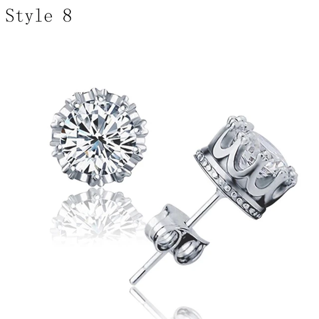 925 Sterling Silver Earrings Stud for Women Solid Silver Jewelry Earrings Bling CZ Zircon Stone Stud Brincos Bridal Wedding 8