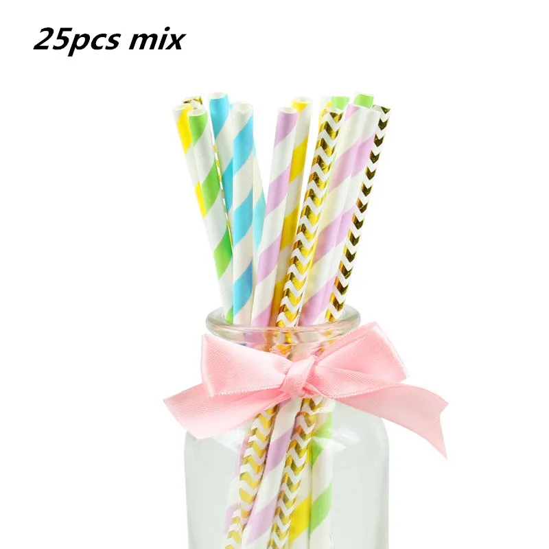 25pcs mix straw 12 месяцы фоторамка баннер Baby 1st декорации с днем рождения Baby Shower 1st для маленьких мальчиков девочек мой первый год вечерние поставки - Цвет: 25pcs mix straw