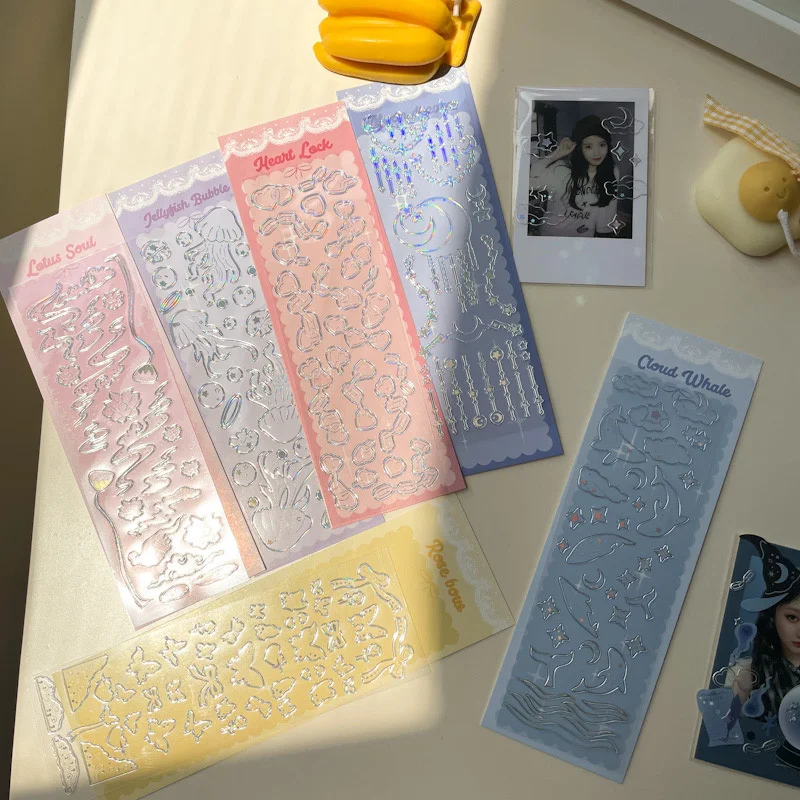 1Pc Ins Style Bronzing Butterfly Jellyfish Laser Sticker Bronzing Creative Handbook DIY Decorative Collage Material Sticker