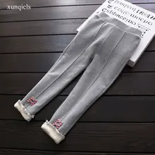 Новые зимние штаны для маленьких девочек Детские утепленные штаны теплые длинные штаны для девочек, верхняя одежда флисовые штаны для детей возрастом от 3 до 9 лет