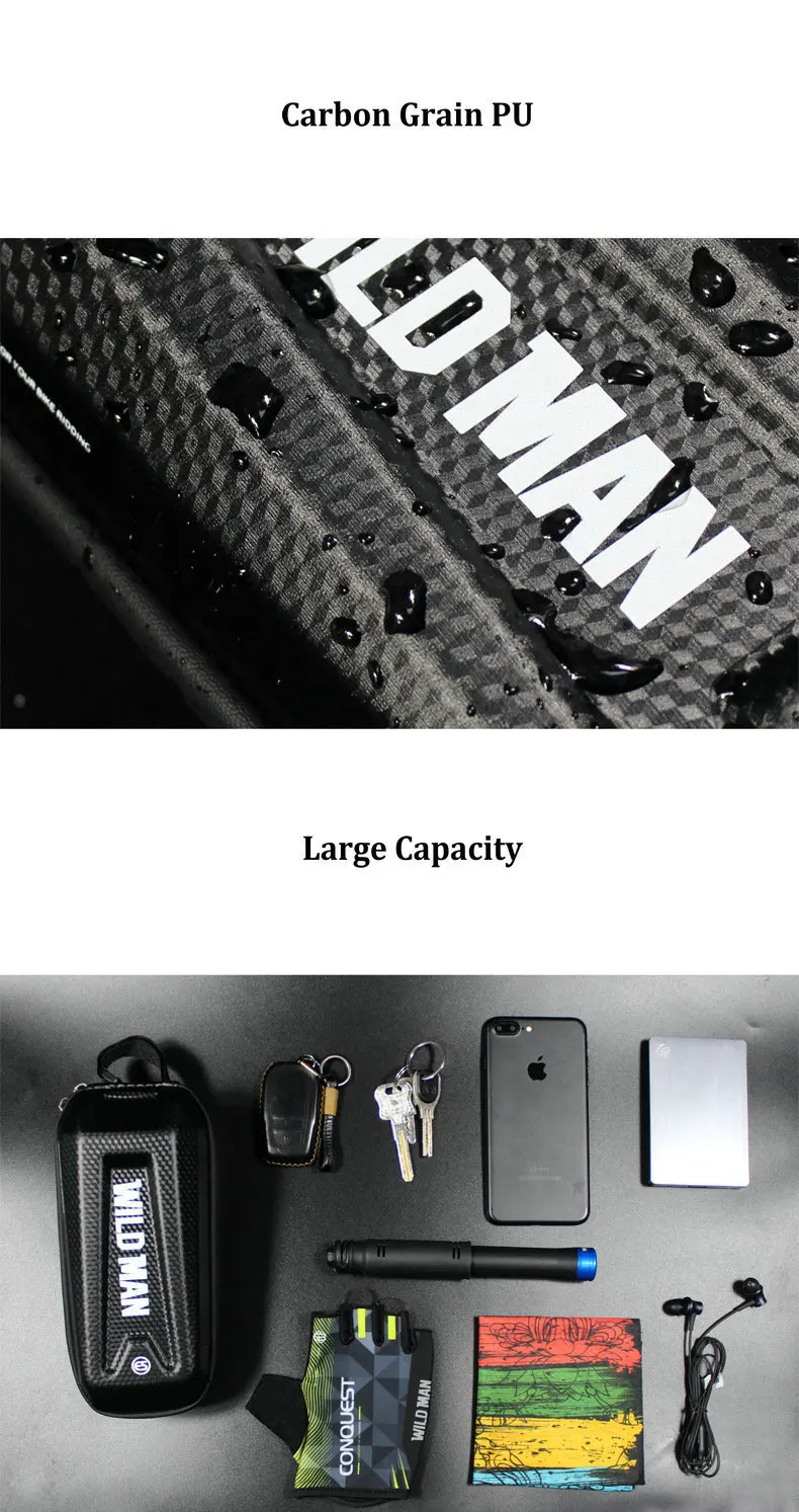 WILD MAN Bicycle Bag Triangle Frame Pannier MTB Road Cycling Top Tube Bag EVA Shell Waterproof for Repair Tools bolsa bicicleta (10)