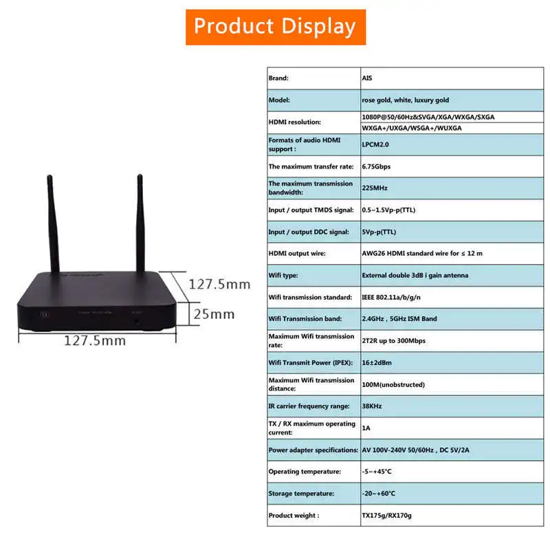 FULL-Hdmi Wireless Extender 100M 2.4Ghz/5Ghz Hd 1080P 1.3 3D Wifi Hdmi Sender Transmitter Receiver Support Hdcp1.4 Hdtv Eu Plug